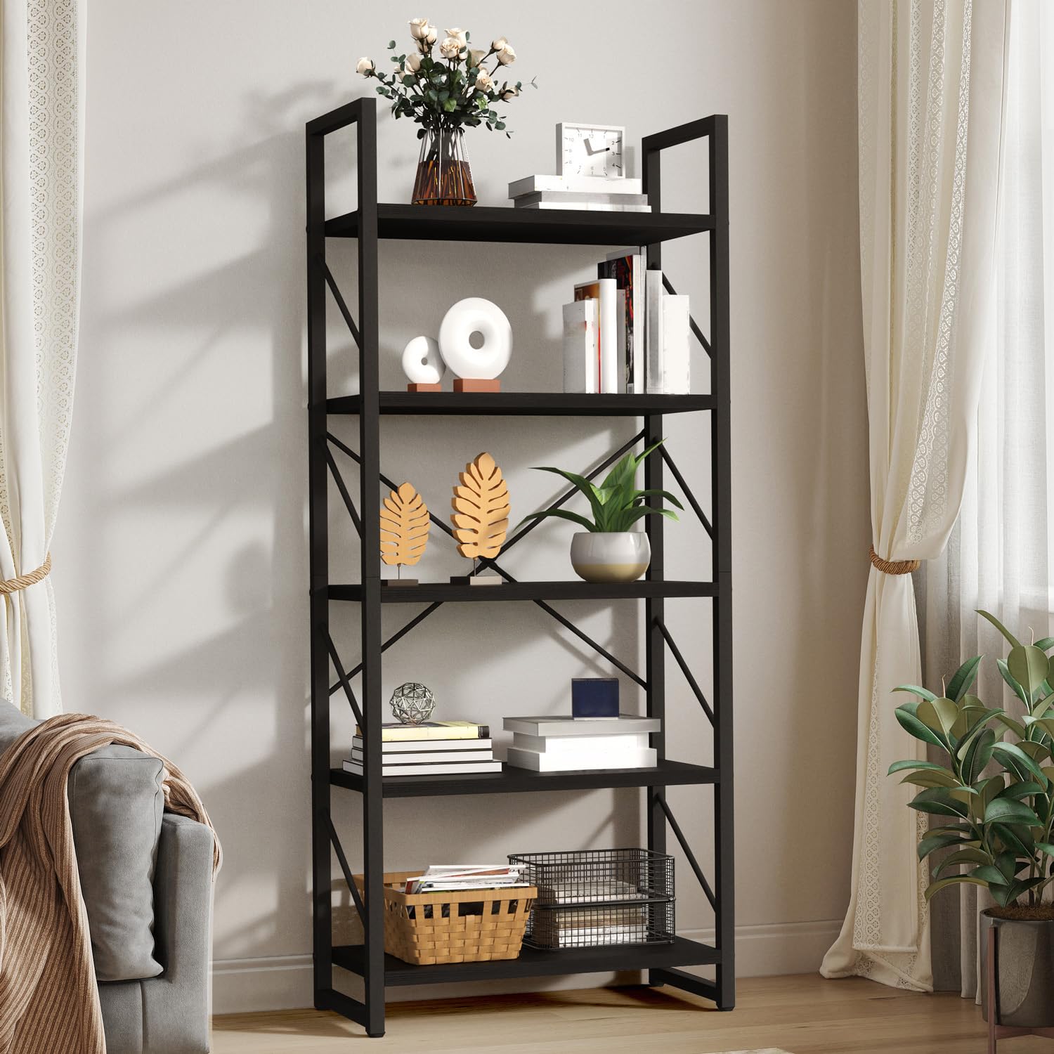HB31018 5 Tiers Artsy Modern Bookshelf