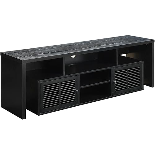 WISSEN WOOD HT31004 65 Inch Black TV Stand, Lexington 65 inch TV Stand with Storage Cabinets and Shelves, Black, Made in Vietnam