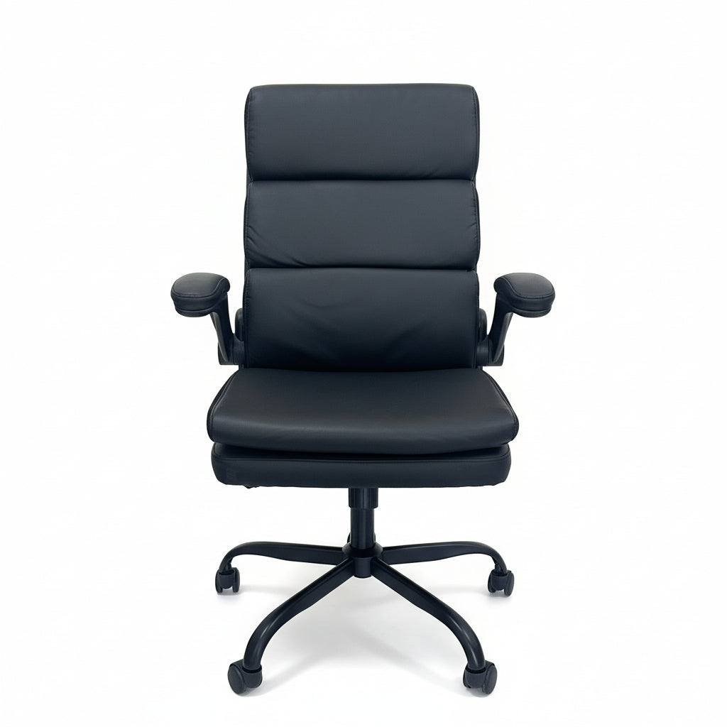 WISSEN WOOD OC41235 Casual Black Leather Office Chair, Casual Black Leather Office Chair, Made in Vietnam