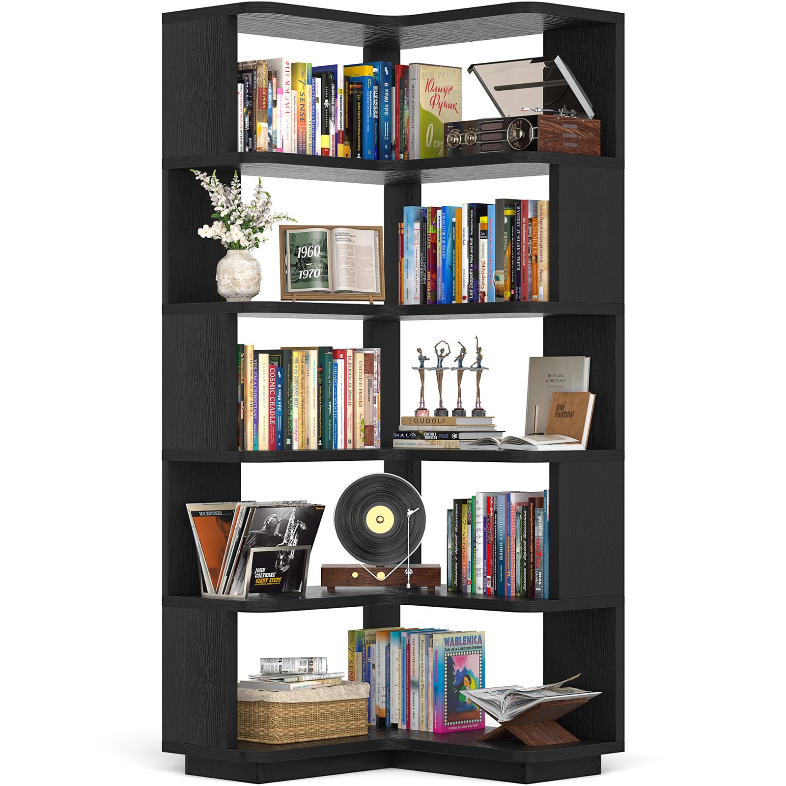 HC31176 6-Tier Corner L-Shaped Bookshelf