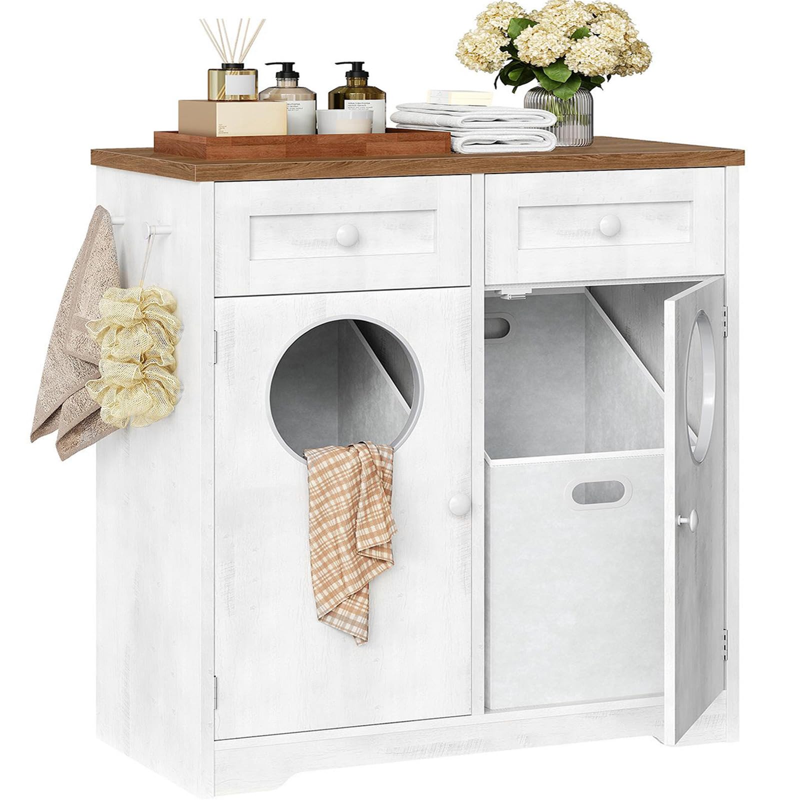 HL21167 Double Laundry Hamper Drawer Cabinet