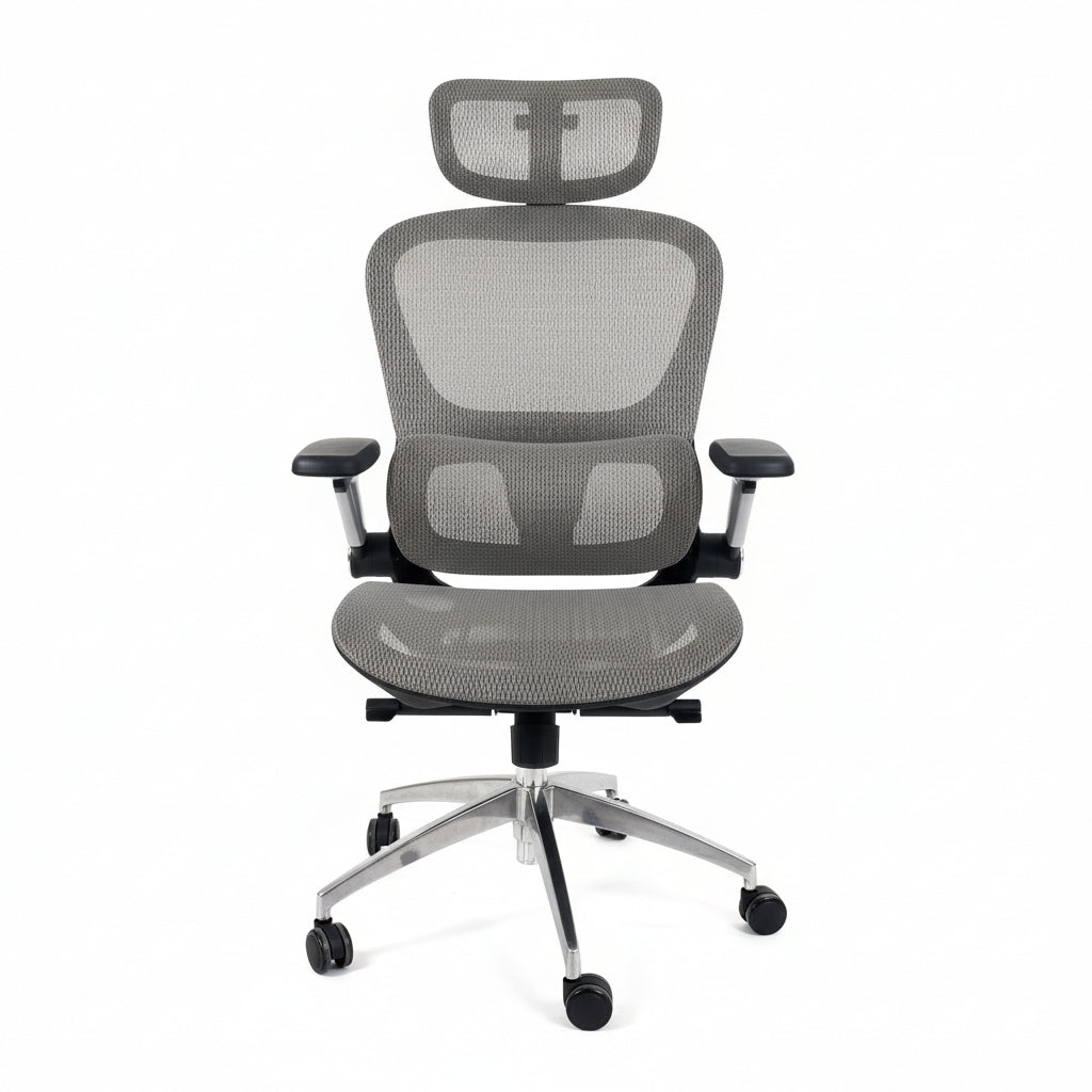 WISSEN WOOD OC41240 Ergonomic Grey Mesh Office Chair, Aerovith Ergonomic Mesh Office Chair Color Grey, Made in Vietnam