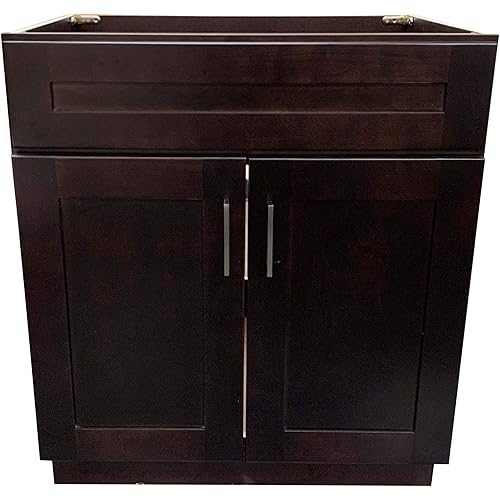WISSEN WOOD TB21015 Espresso Single-Sink Bathroom Vanity, New Espresso Shaker Single-Sink Bathroom Vanity Base Cabinet 36 inch Wide x 21 inch Deep, Made in Vietnam
