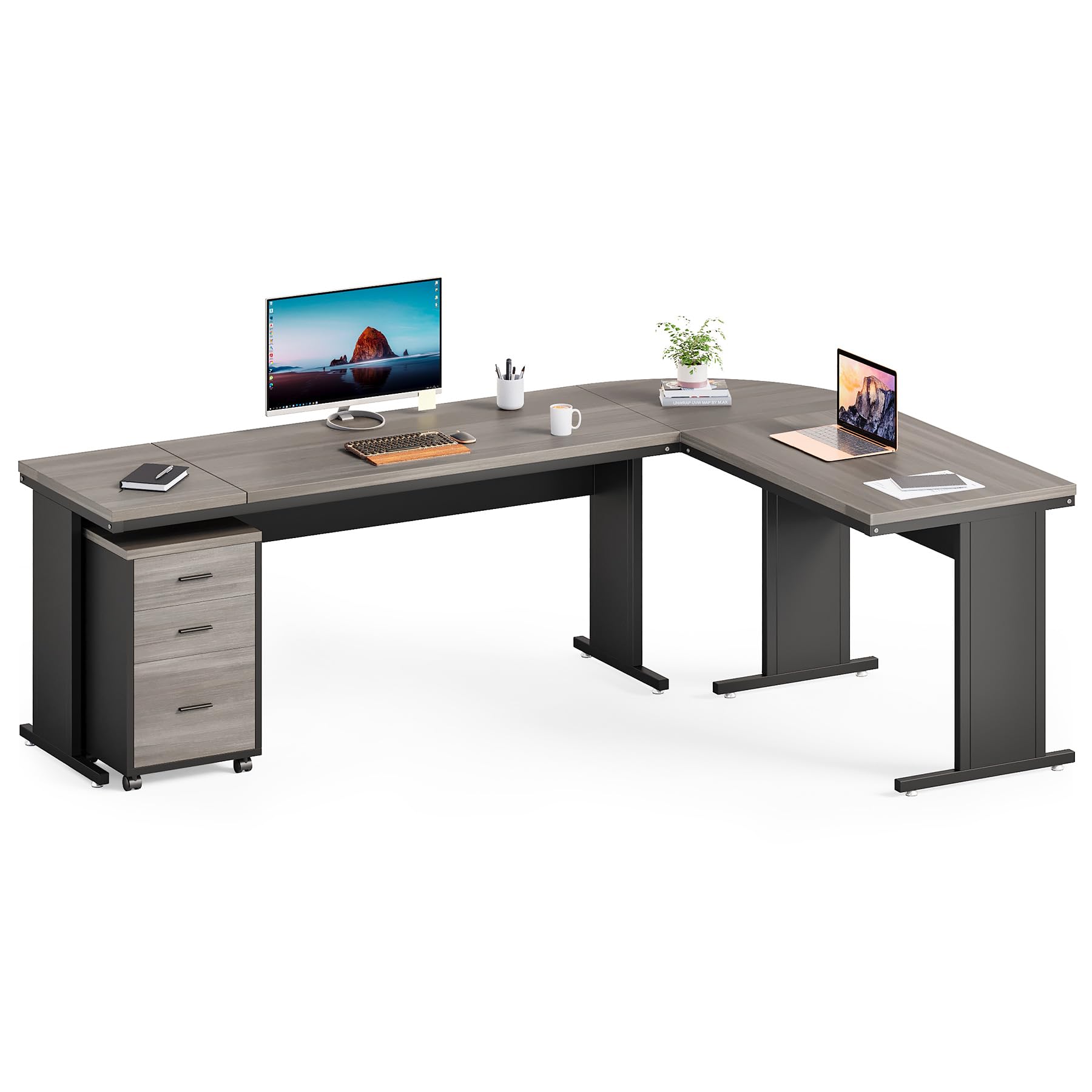 HH41121 82" L-Shaped Executive Office Desk