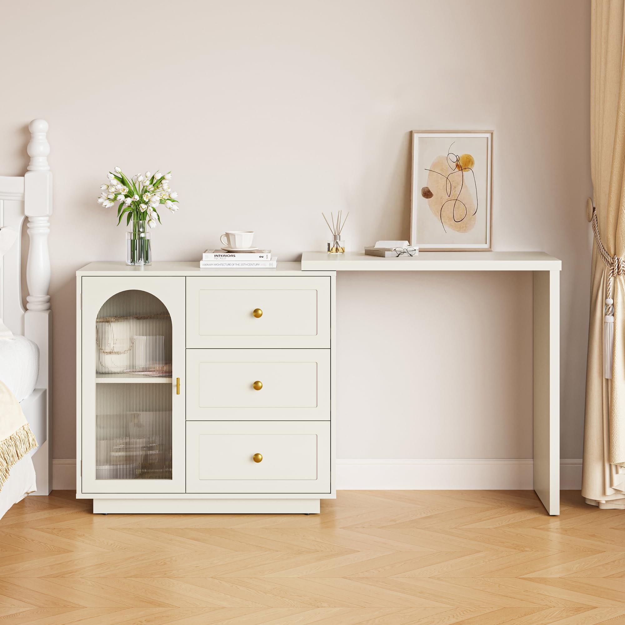 HV31147 Extendable Rotatable Corner Vanity Desk