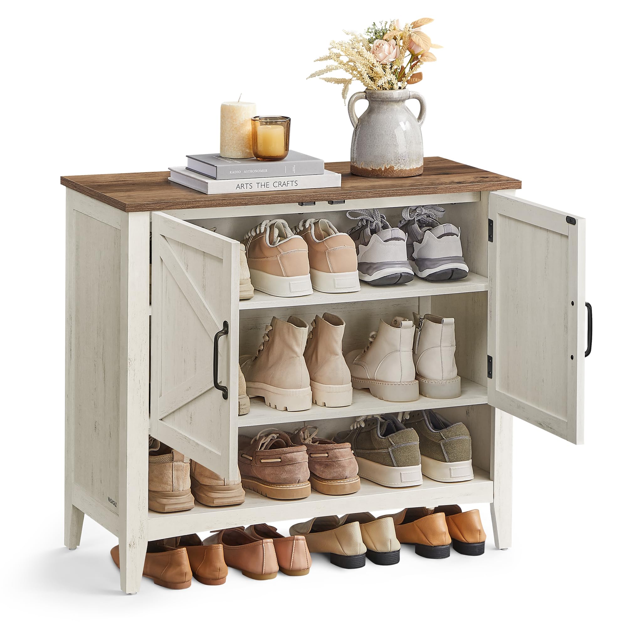 HS31093 3-Tier Farmhouse Freestanding Shoe Cabinet