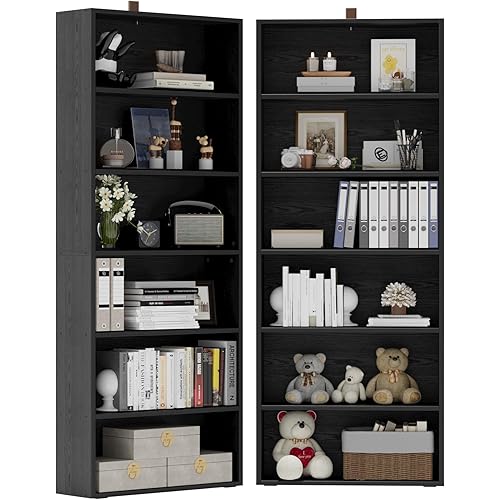 WISSEN WOOD HB31060 6 Tiers Floor Display Shelves, Bookshelves and Bookcases Set of 2 Floor Standing 6 Tiers Display Storage Shelves 70 in Tall Bookcase Home Decor Furniture for Home Office, Living Room, Bed Room, Made in Vietnam