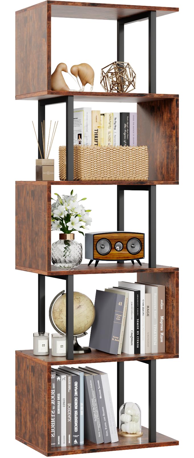 HB31089 6 Tier S-Shaped Geometric Bookcase