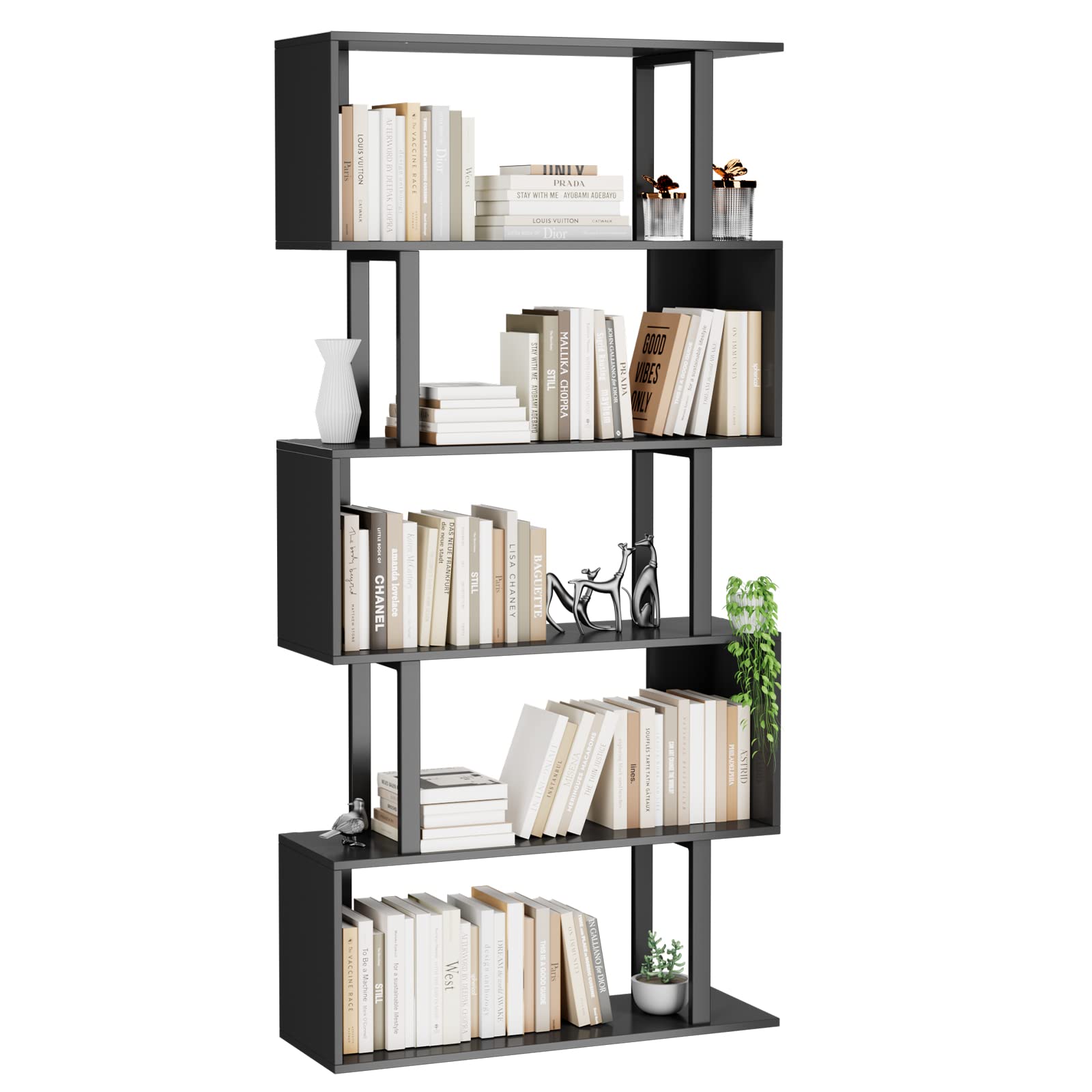 HB31047 5-Tier S-Shaped Geometric Bookcase