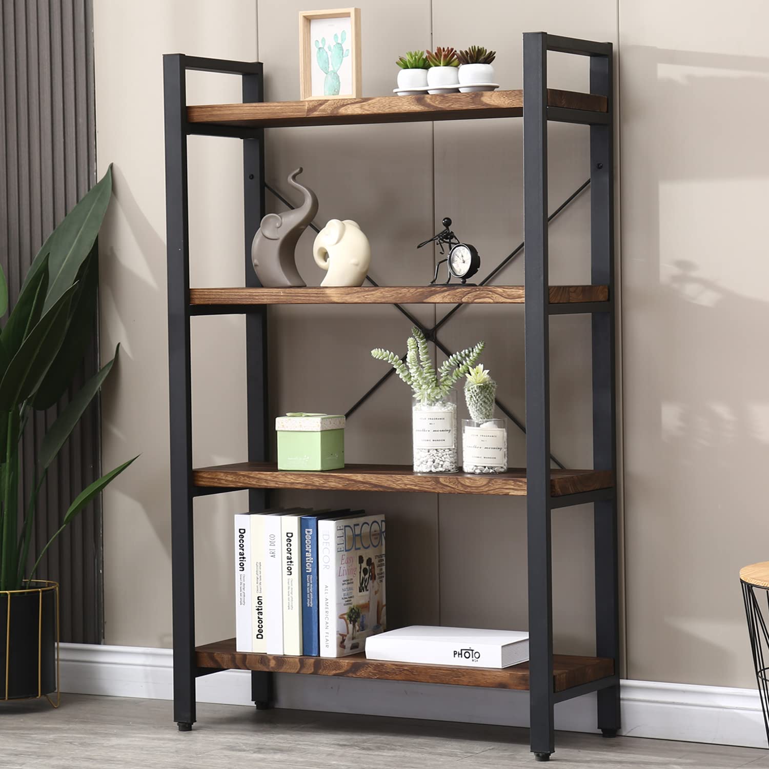 HB31022 4 Tier Industrial Etagere Bookcase