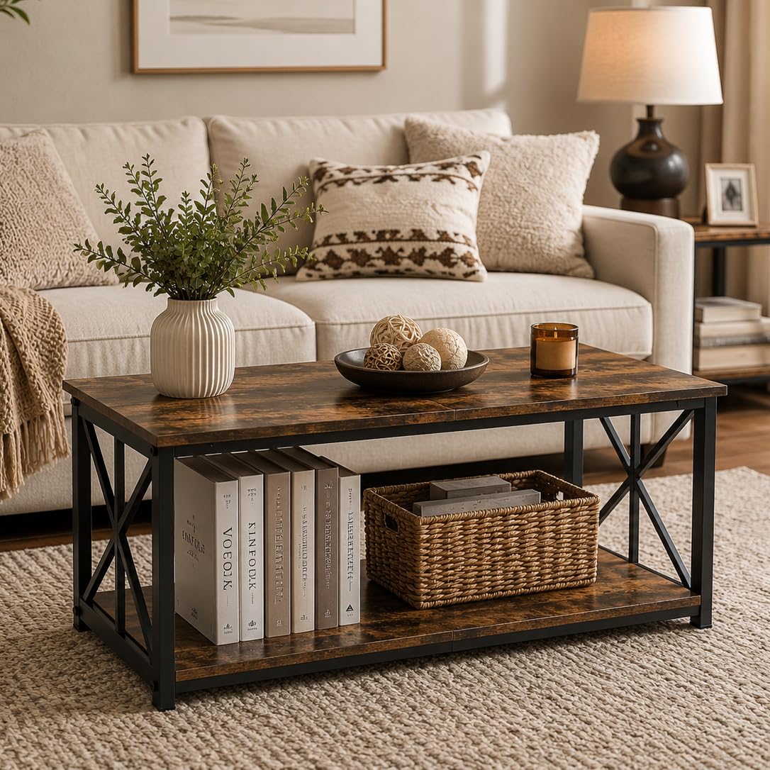 HC31178 2-Tier Industrial Modern Coffee Table