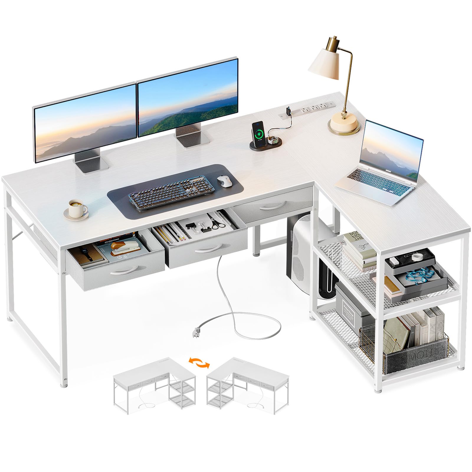 HH41066 53 Inch L-Shaped Computer Desk