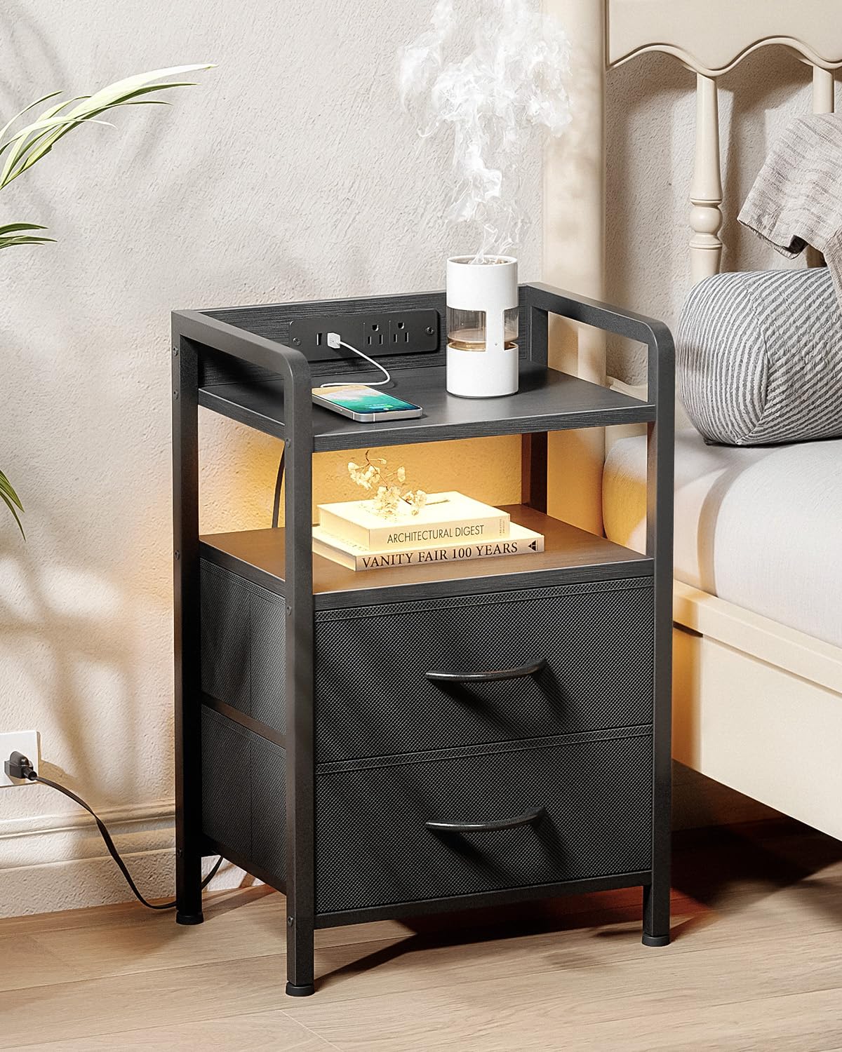 HN31110 LED Bedside Charging Nightstand