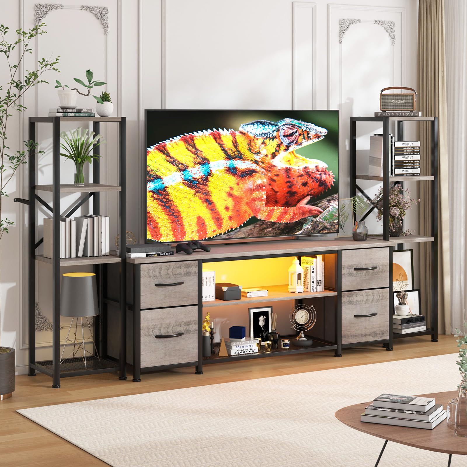 HT31165 LED TV Stand Bookshelf Combo