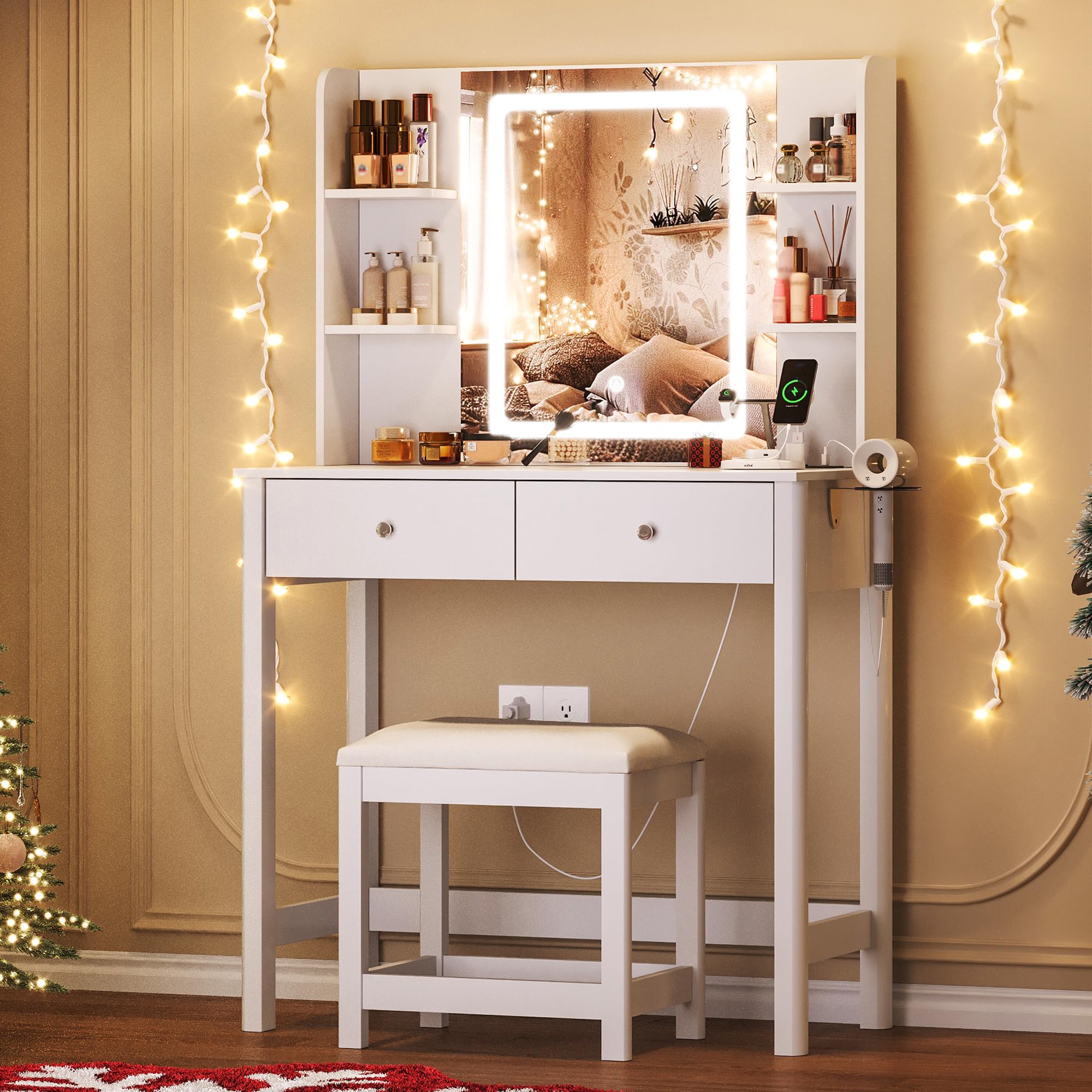 HV31198 Small Makeup Vanity with Chair