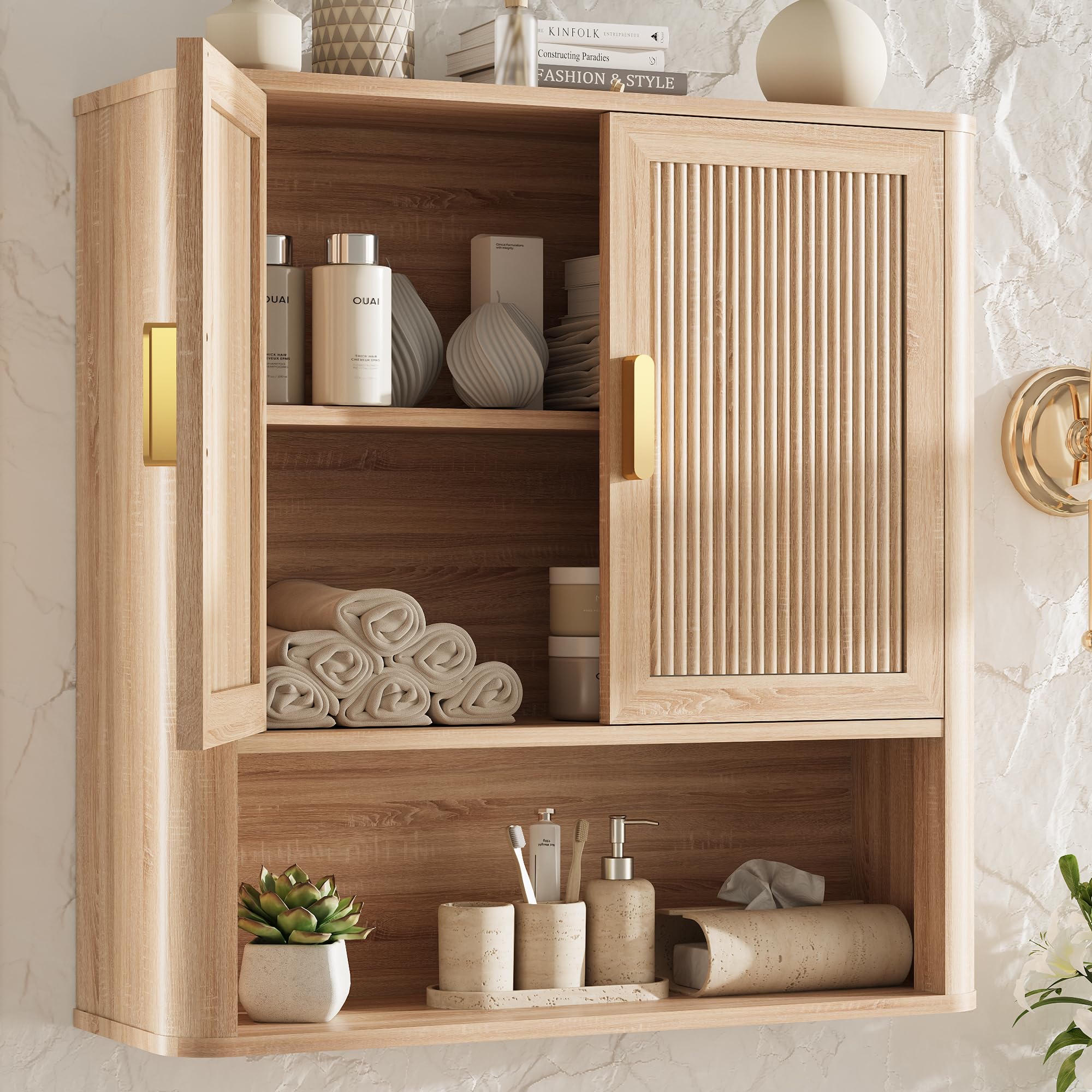 HM21132 Medicine Cabinet Adjustable Wood Shelf