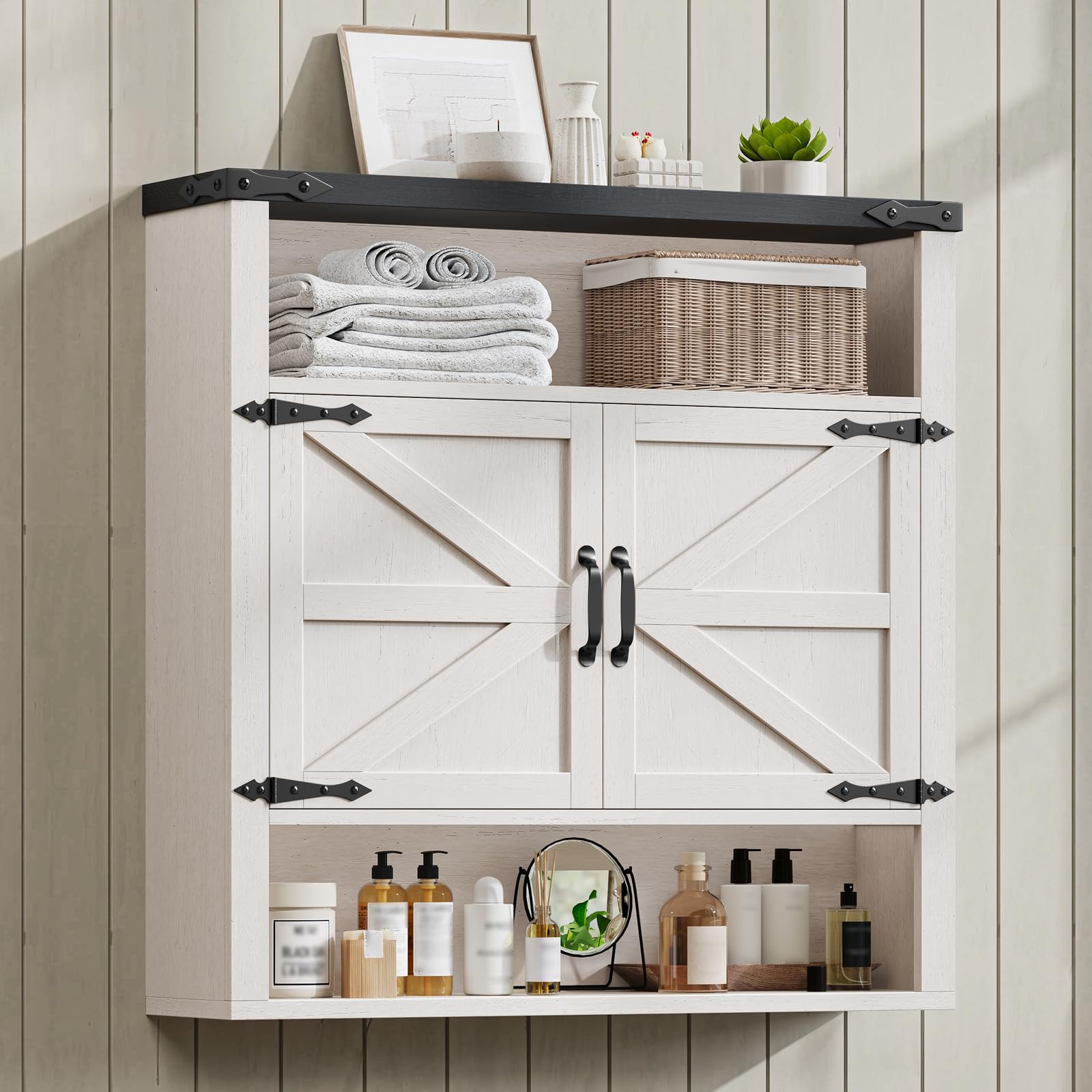 HS21229 Adjustable Shelf Barn Door Wall Cabinet