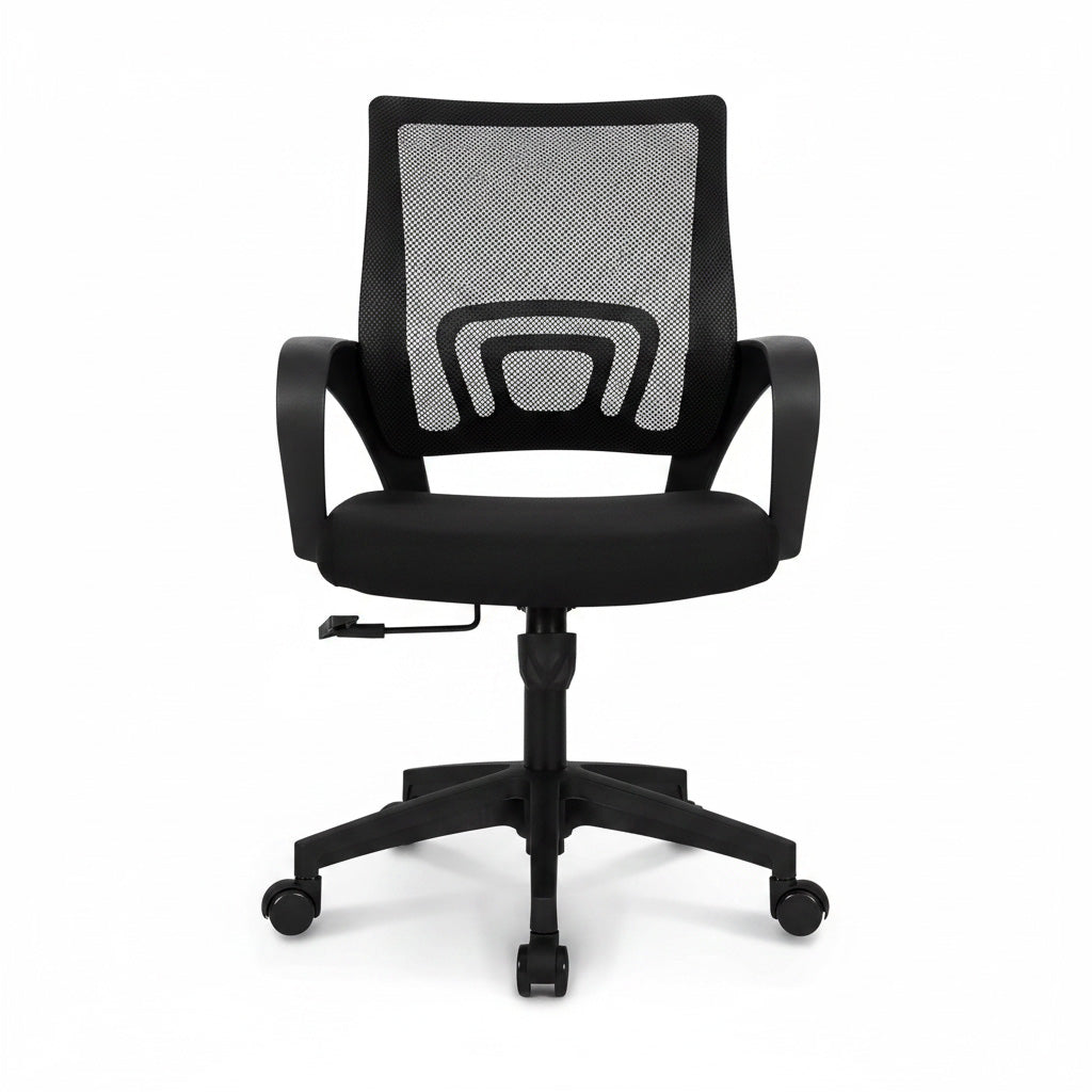 WISSEN WOOD OC41244 Mid-Back Mesh Chair Lumbar Support, Mid-Back Mesh Office Chair Fixed Armrest & Lumbar Support, Made in Vietnam