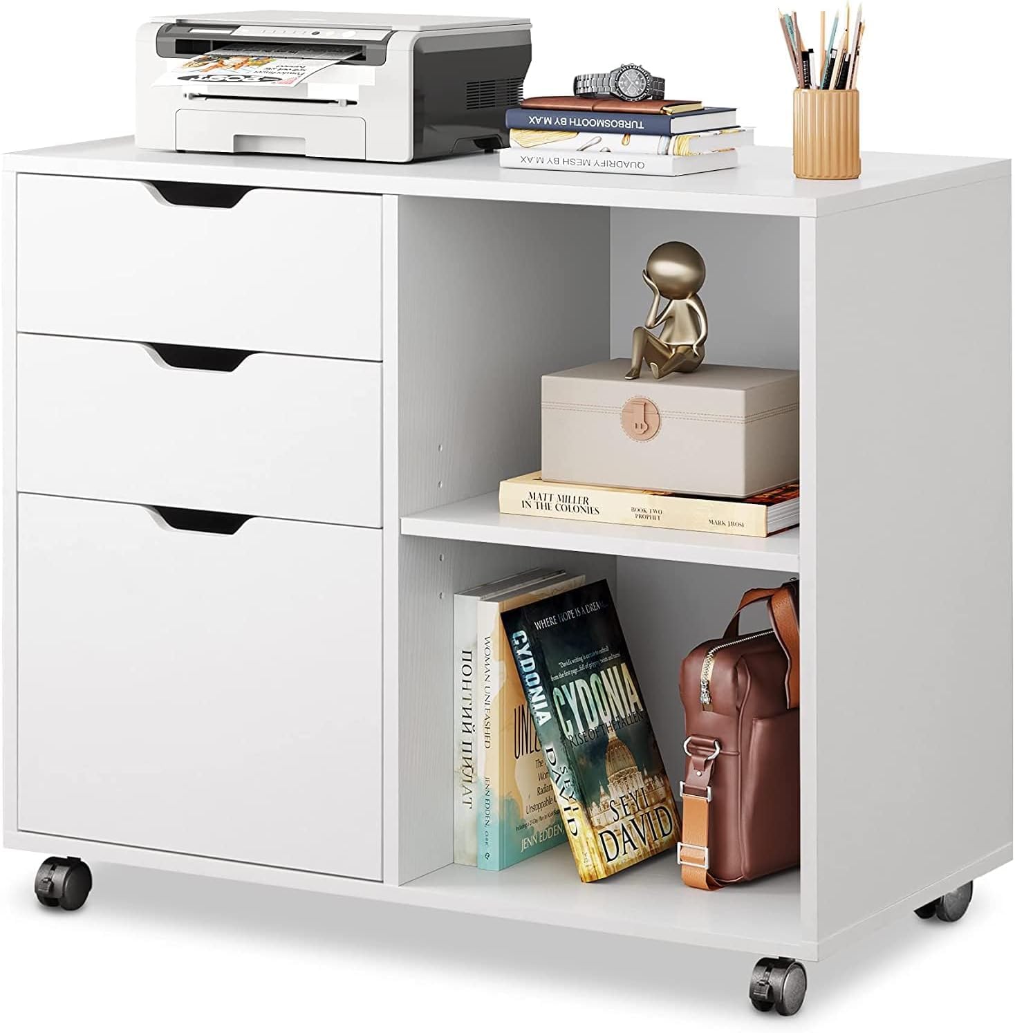 OO31033 3-Drawer Wood Mobile File Cabinet
