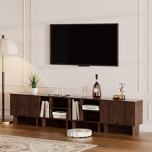 WISSEN WOOD HT31233 4-Piece Modular Walnut TV Stand, Modular TV Stand for Up to 100 inch TV, Modern Entertainment Center with Storage, Made in Vietnam