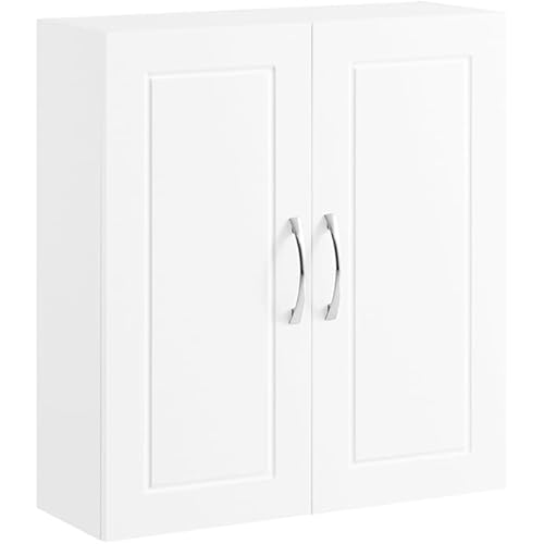 WISSEN WOOD HM21191 Over Toilet Small Bathroom Organizer, Wall Cabinet Over the Toilet, Medicine Cabinet with Adjustable Shelves, Small Bathroom Storage Organizer, Narrow Kitchen Laundry Room Cabinets Wall Mounted, White, Made in Vietnam