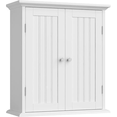 WISSEN WOOD HM21013 Over Toilet Space Saver Cabinet, Bathroom Wall Cabinet, Over The Toilet Space Saver Storage Cabinet, Medicine Cabinet with 2 Door and Adjustable Shelves, Cupboard, Made in Vietnam