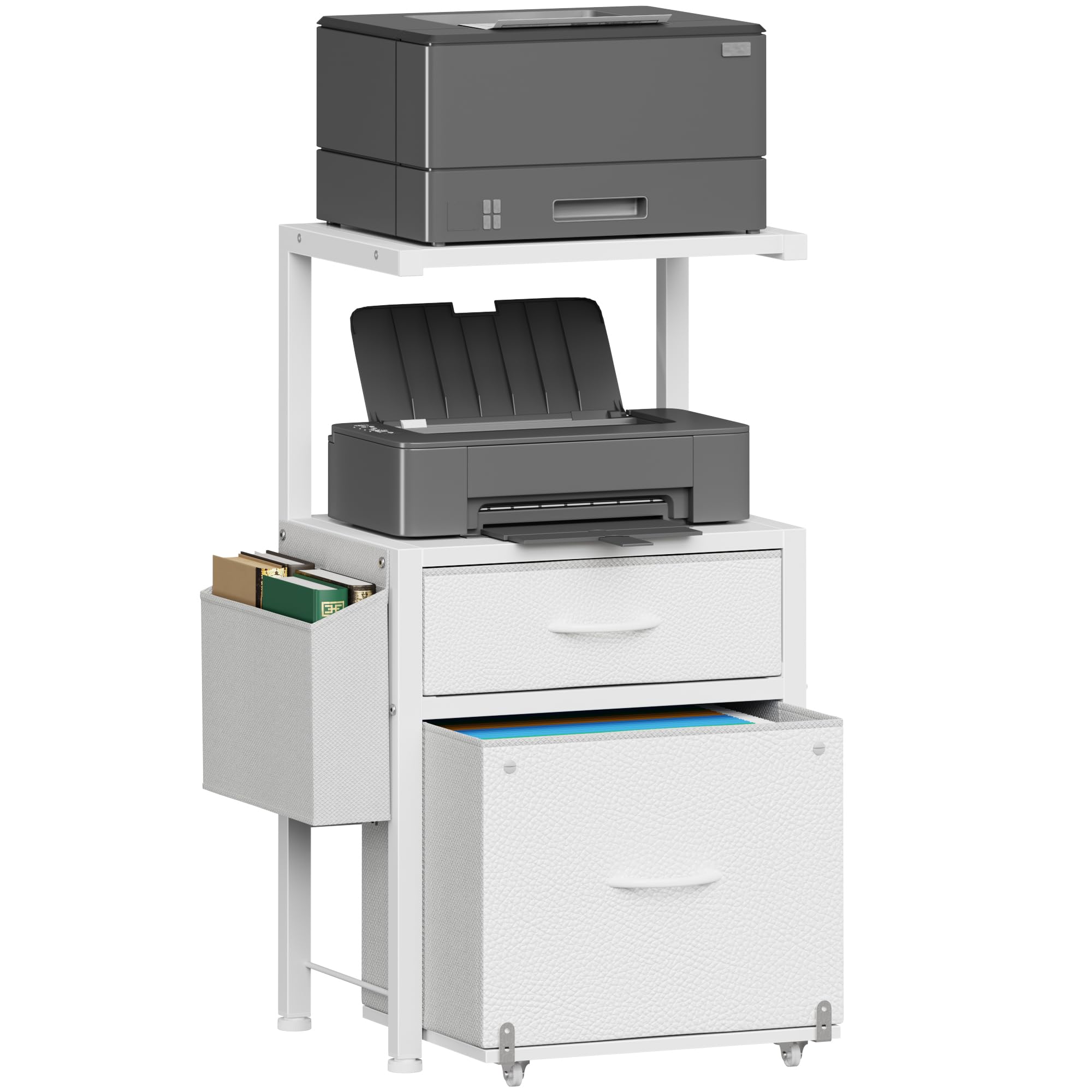 OO41208 2-Drawer White Printer Storage File