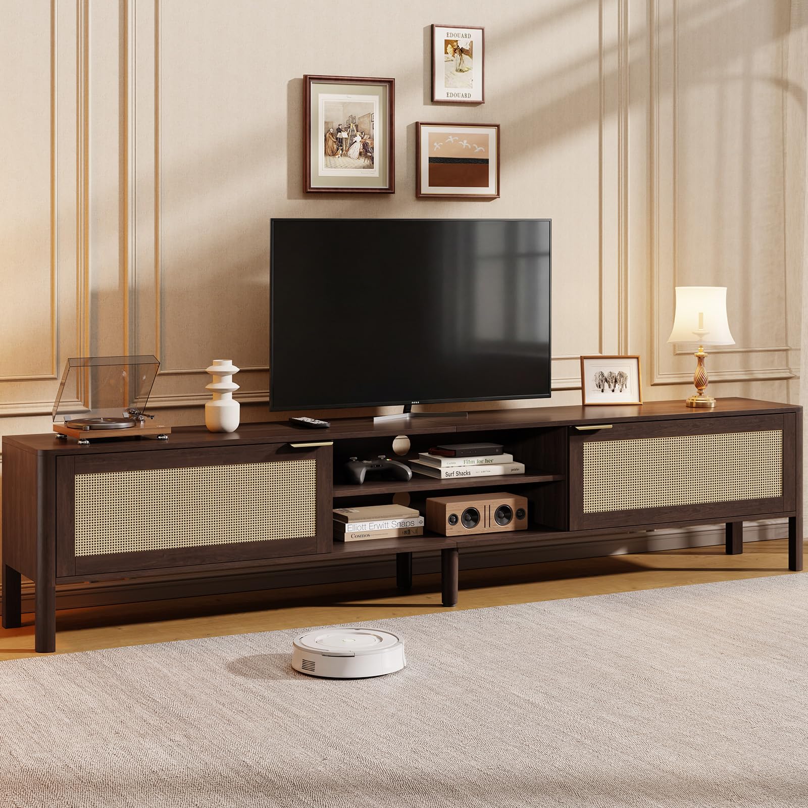 HT31214 Rattan Mid-Century Modern TV Stand