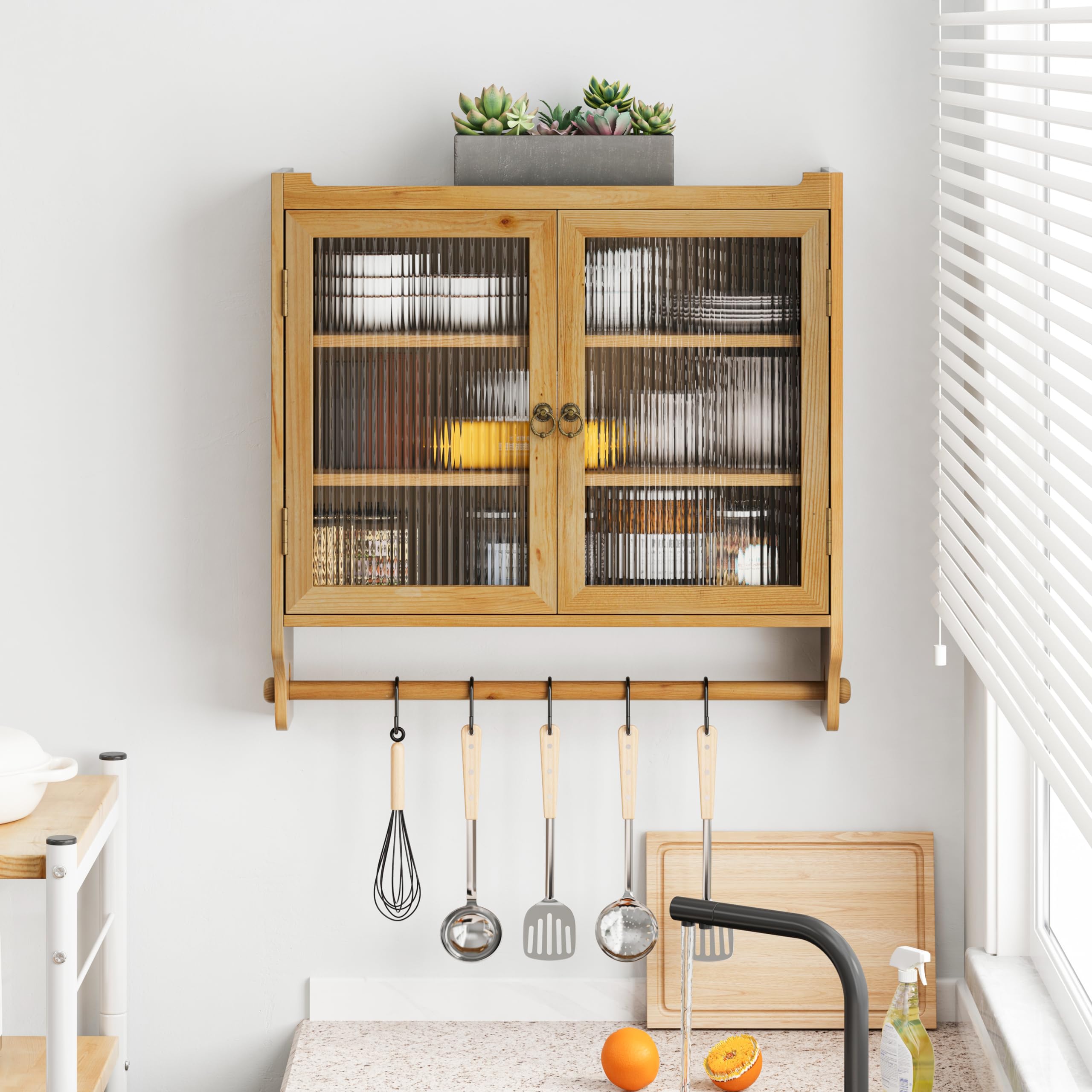 HS11104 Retro Double Glass Wall Cabinet