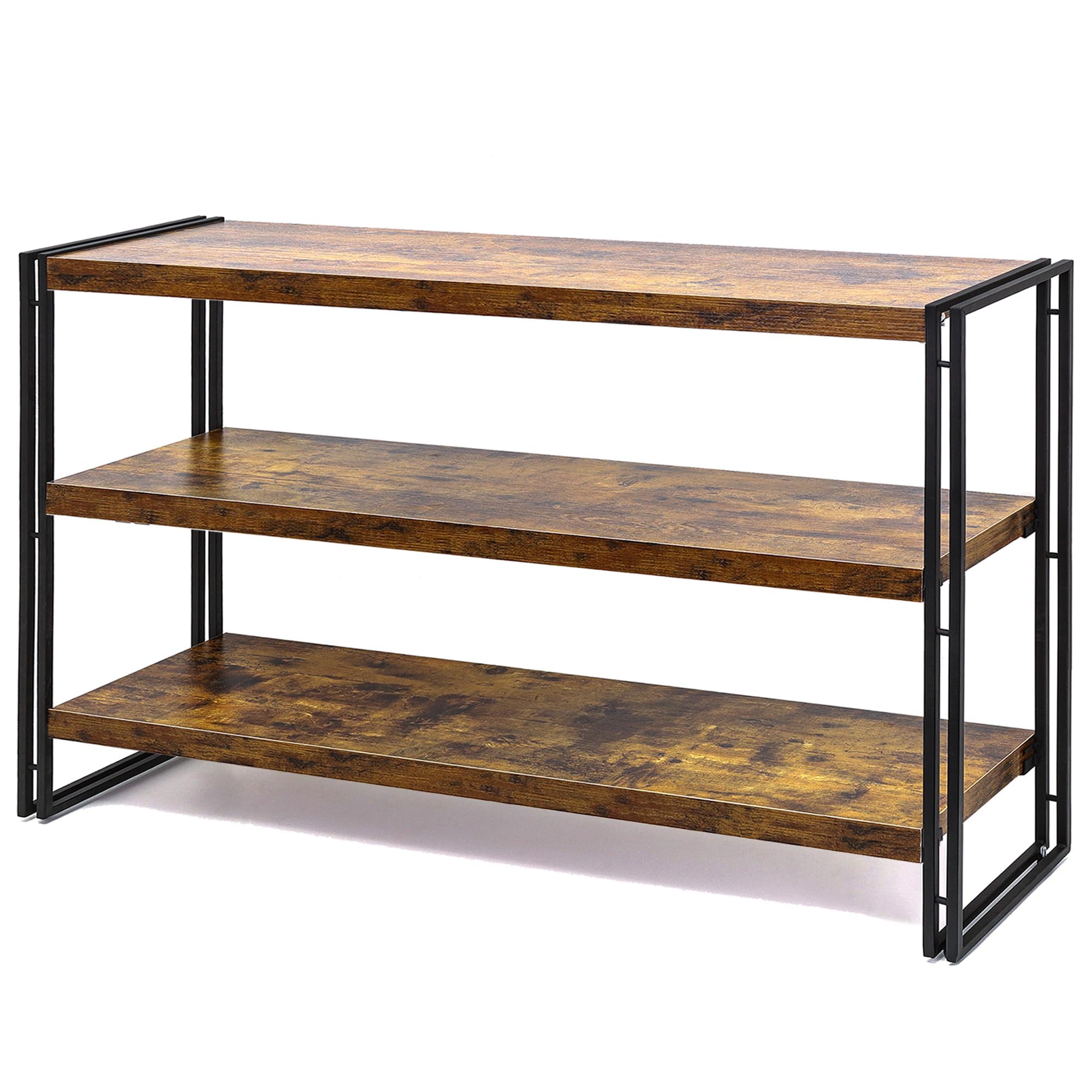 HB31028 3-Tier Rustic Wood Industrial Bookcase