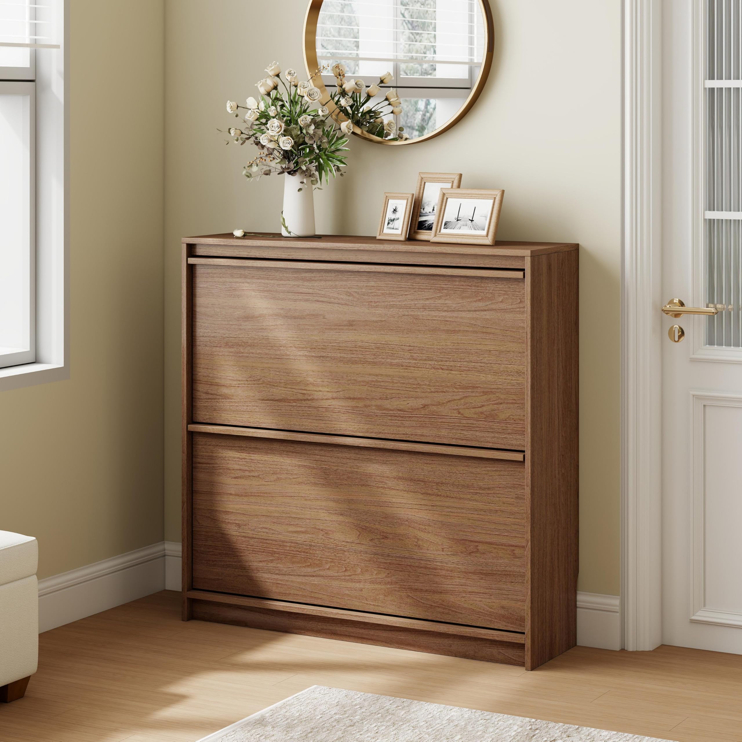 HS31225 Hidden 2-Flip-Drawer Shoe Rack