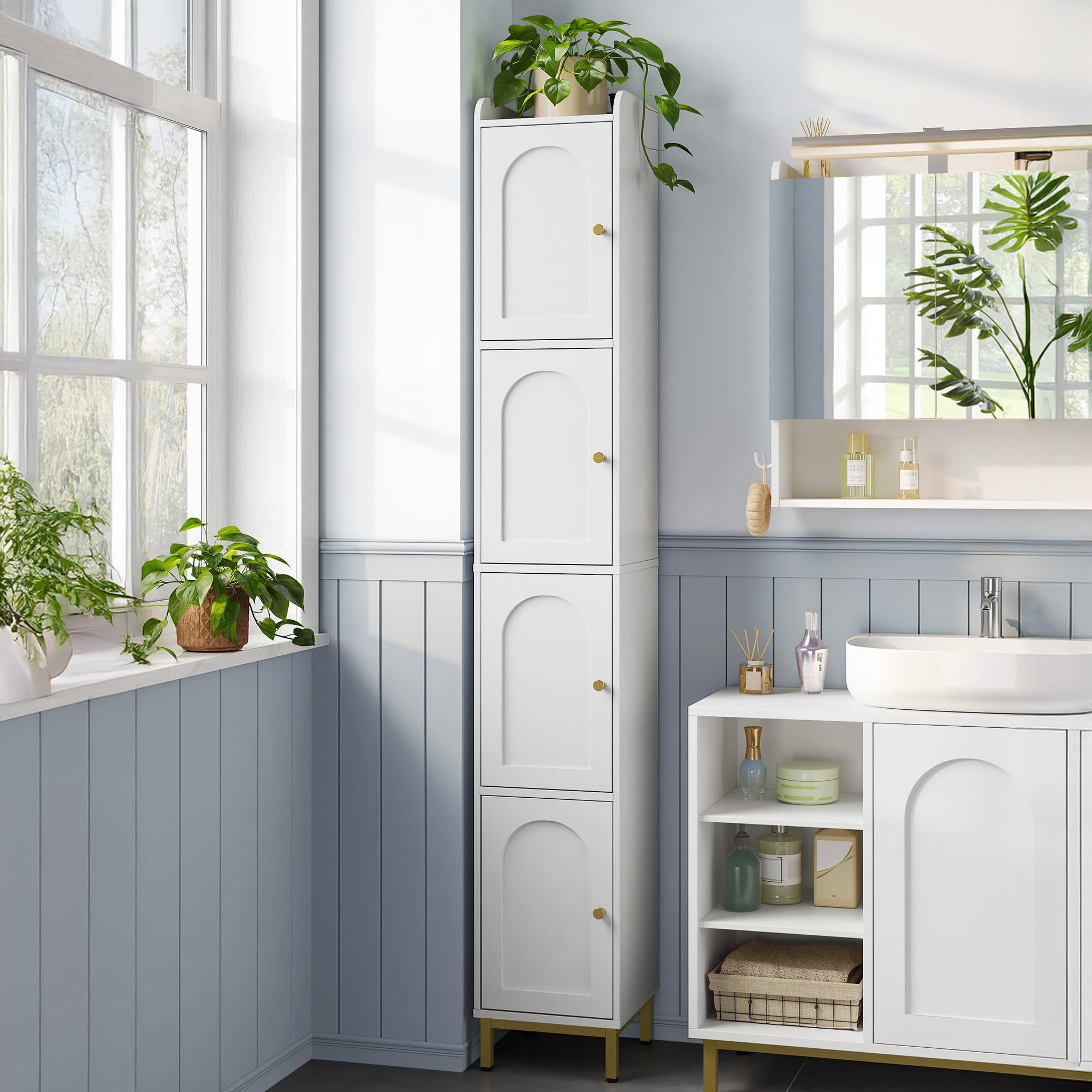 HS21150 Slim 4-Tier Narrow Storage Cabinet