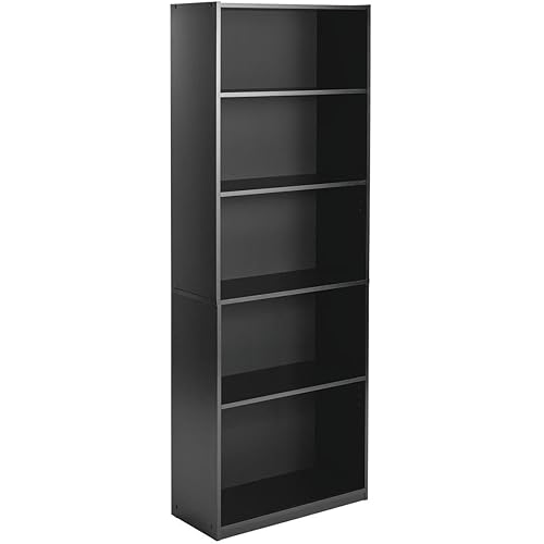 WISSEN WOOD HB31014 71 Inch 5-Shelf Standard Bookcase, 71" 5-Shelf Standard Bookcase (Black), Made in Vietnam