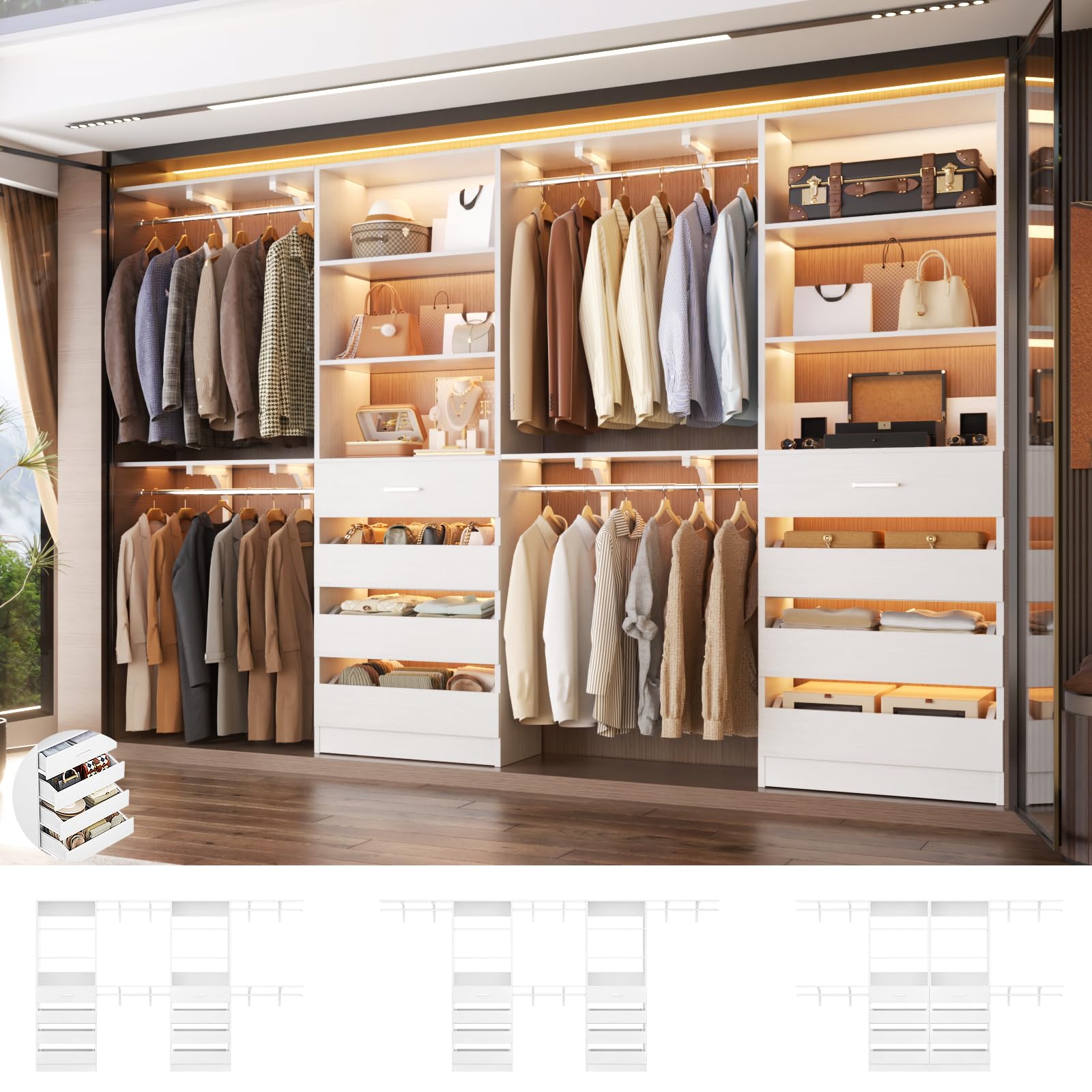 HG31159 8-Drawer Walk-in Closet Rack