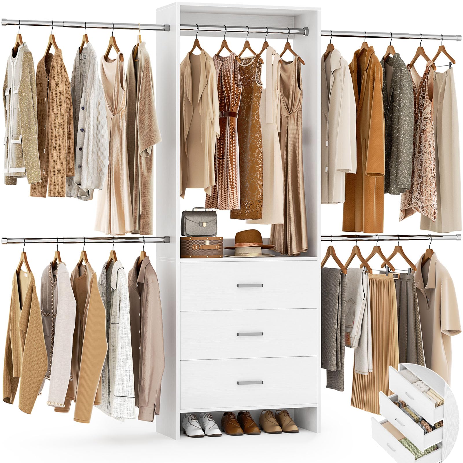 HC31128 3-Drawer Walk-in Closet System