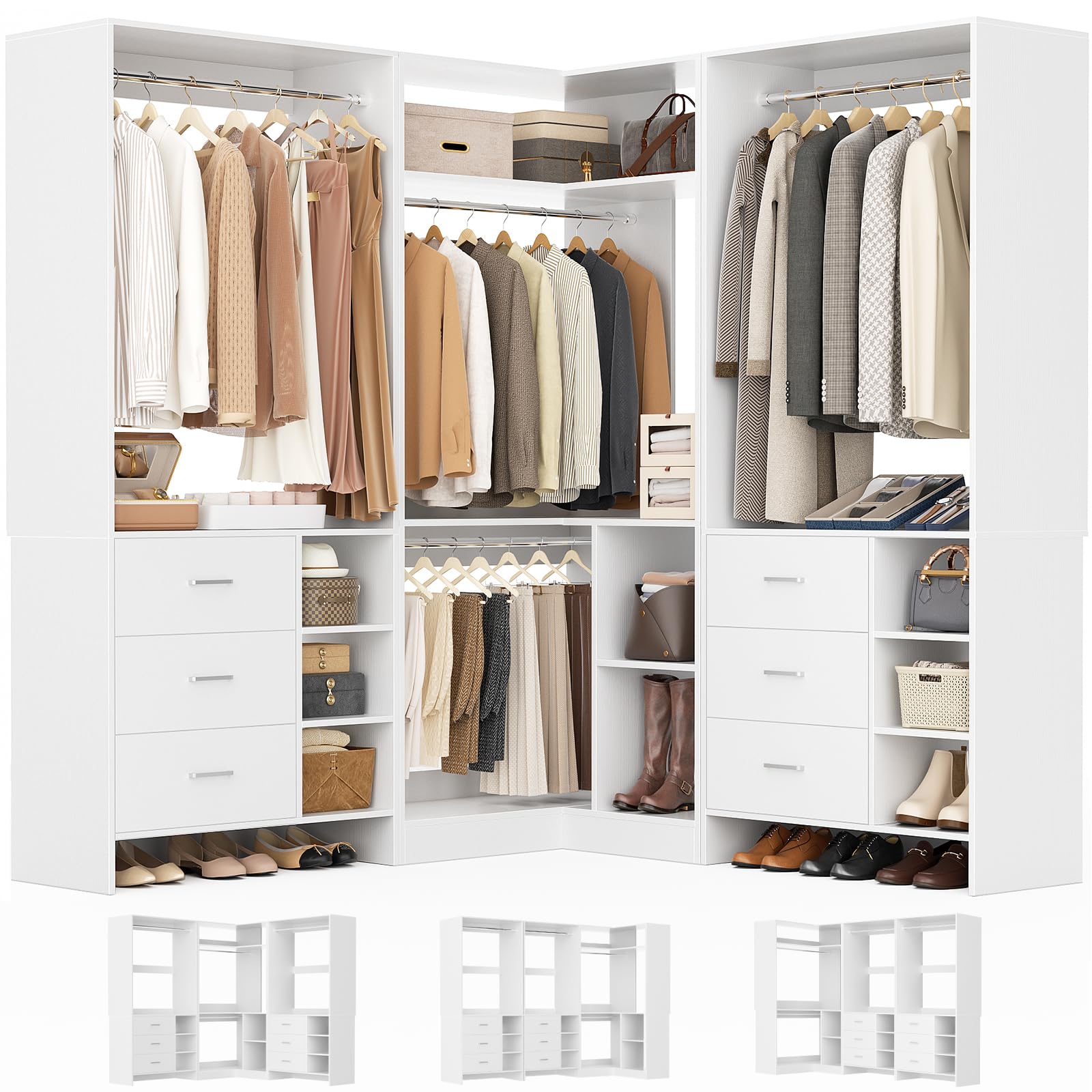 HG31140 L-Shaped Walk-In Wardrobe Organizer