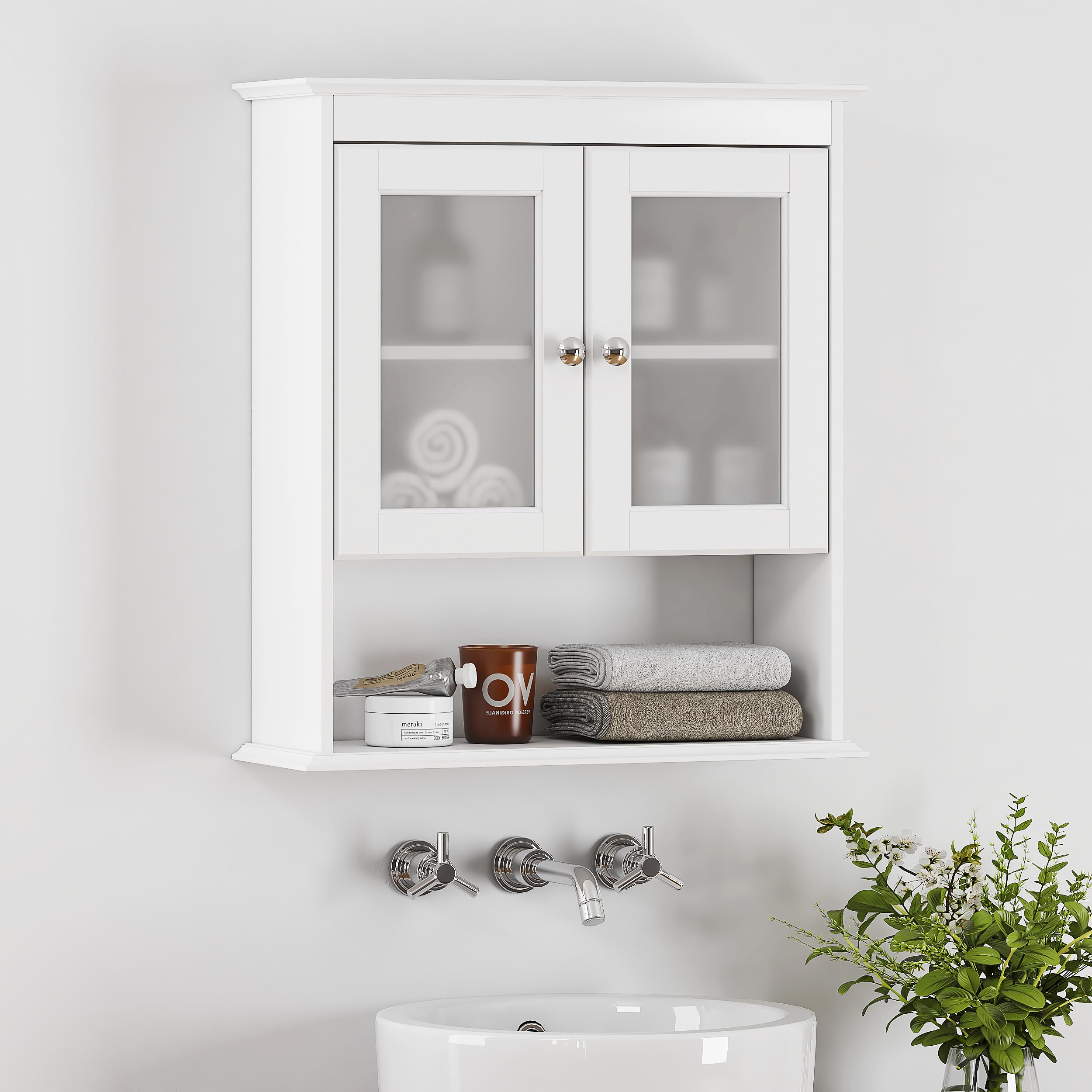 HM21051 Wall Mounted Glass Door Cabinet