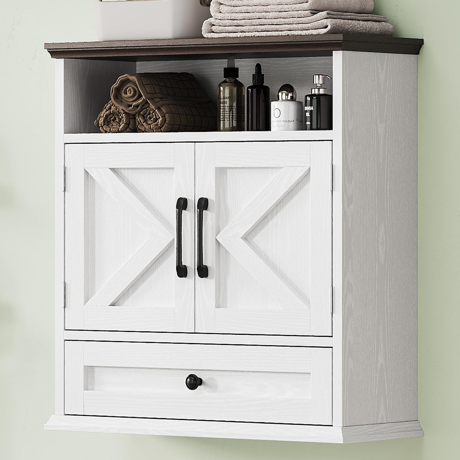 HS21183 White Barn Door Medicine Cabinet