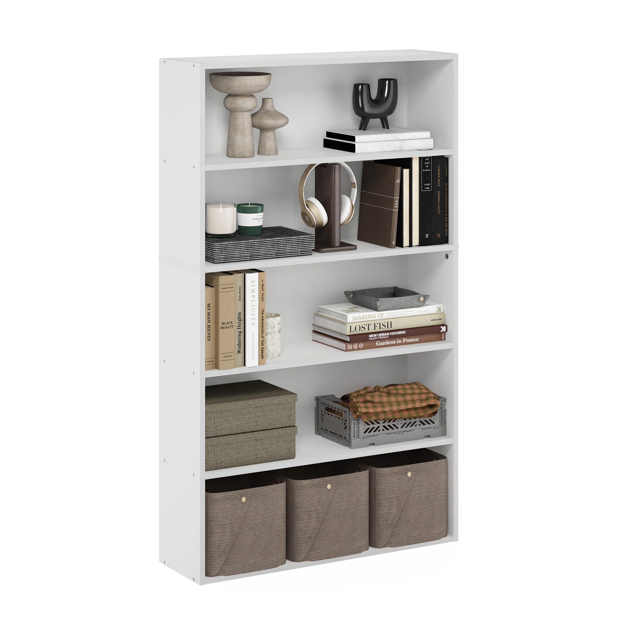 HB31153 Pasir 5-Tier White Book Shelf
