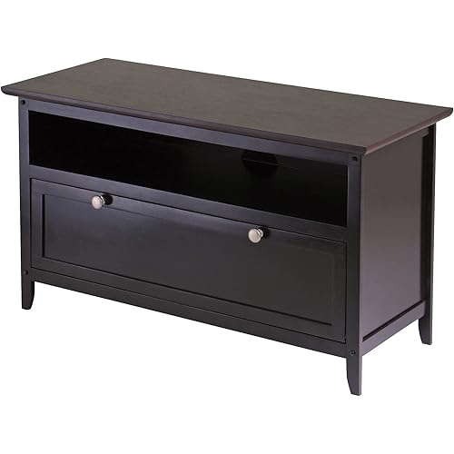 WISSEN WOOD HT31001 Dark Espresso Wood TV Stand, Wood TV Stand, Dark Espresso, Made in Vietnam